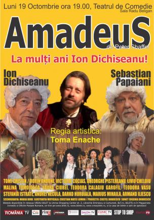 ”Amadeus”, premiera teatrală cu  Sebastian Papaiani și Ion Dichiseanu